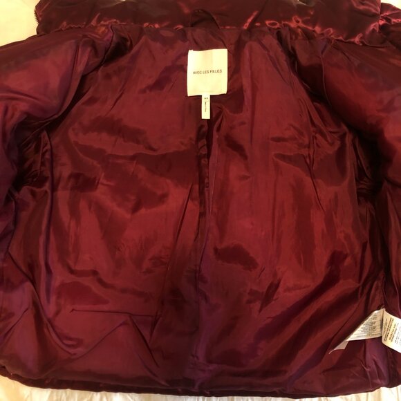 Avec Les Filles Satin Puffer Jacket M Red Glam Dark Romantic - Picture 11 of 15